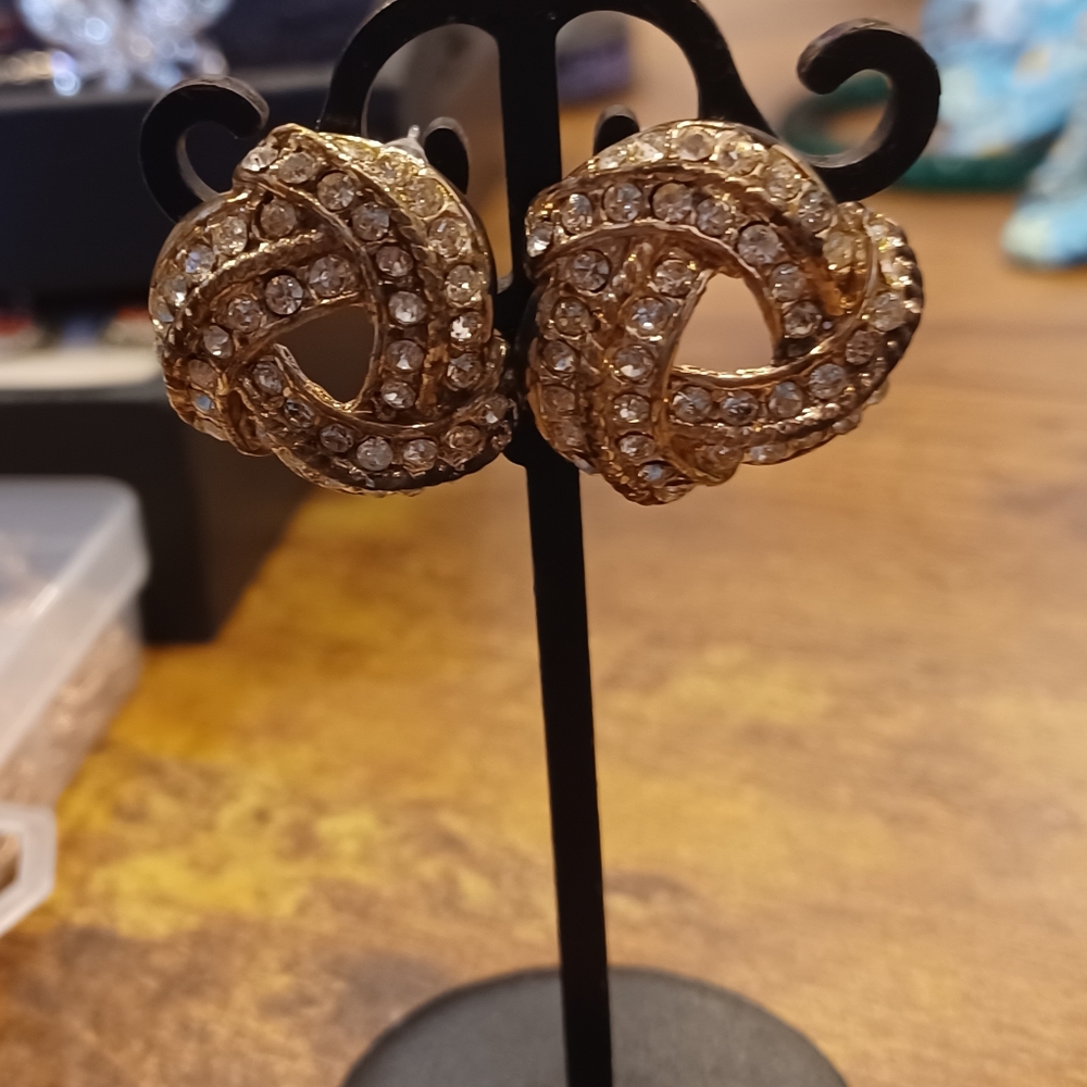 Pave Crystal Statement Post Earrings - image 1